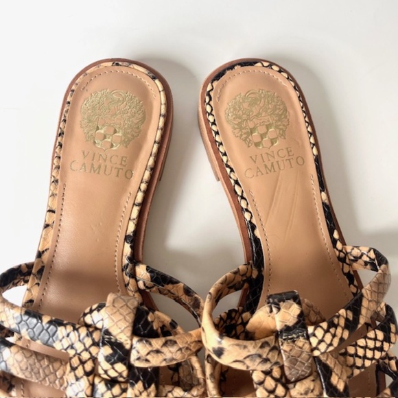 Vince Camuto Cresetia Woven Leather Mule Flat In Sandstone Animal Print - Picture 4 of 6